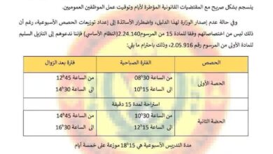 التعليم العام: النقابات تطالب بإلغاء دوام السبت وعرض ساعات دراسية بديلة