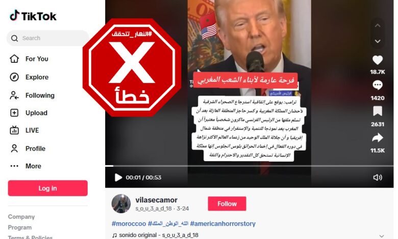 لقطة شاشة للفيديو الذي ينشر ادعاءات كاذبة (تيك توك – 5 أبريل 2025).